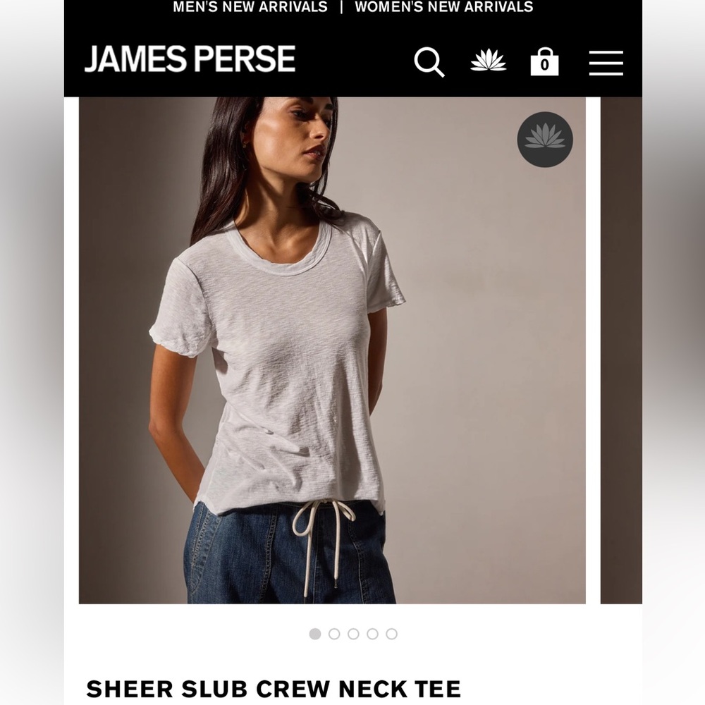 James Perse Sheer Slub Twist Hem Crew Neck Tee in White size 4 (US 12)